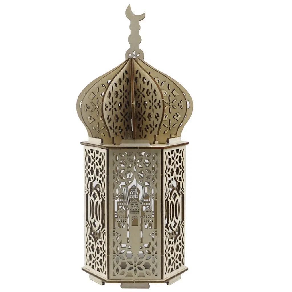 MR023 Eid Mubarak LED Wooden Lantern Ramadan Decoration La Vie Bien MR023 Eid Mubarak LED Wooden Lantern Ramadan Decoration