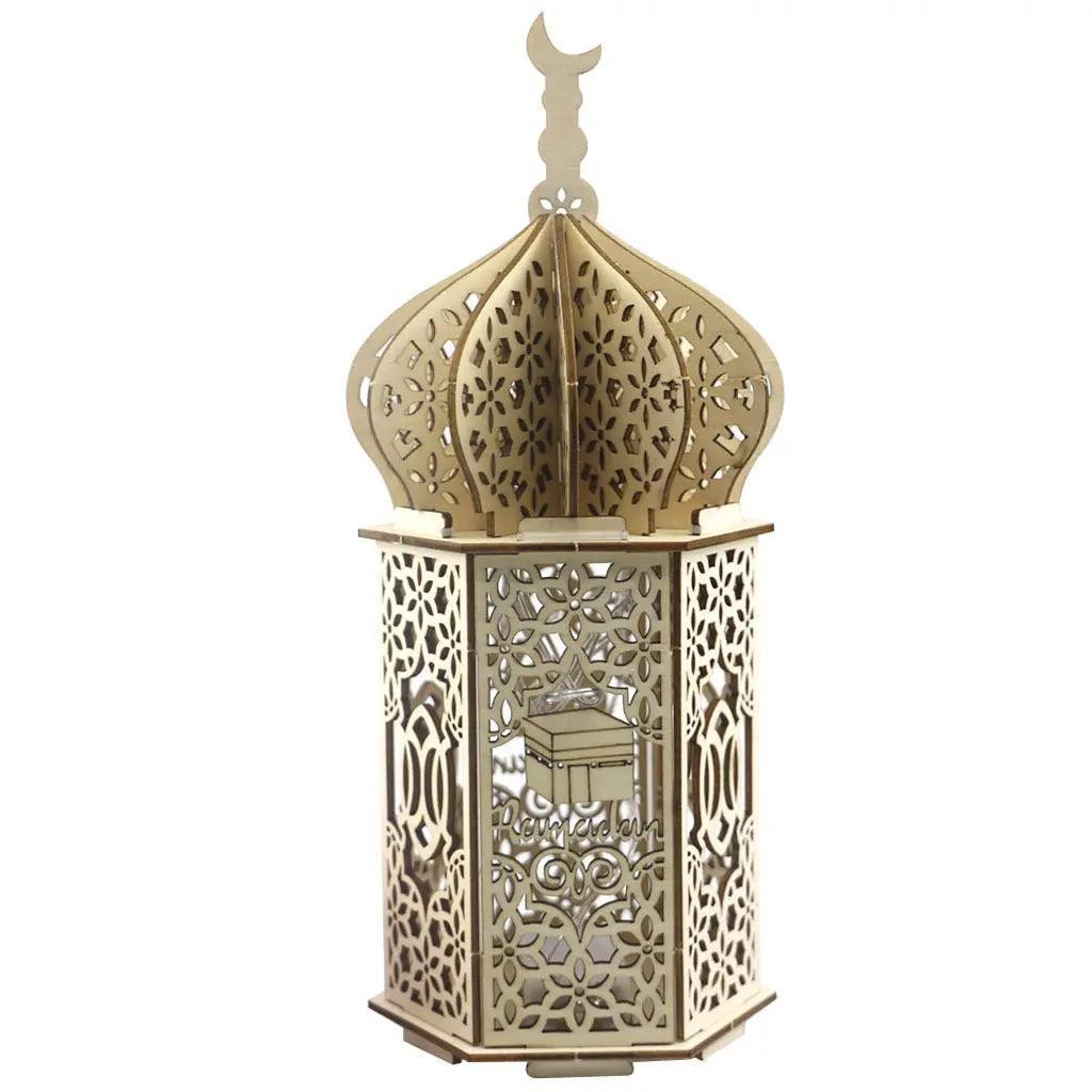 MR023 Eid Mubarak LED Wooden Lantern Ramadan Decoration La Vie Bien MR023 Eid Mubarak LED Wooden Lantern Ramadan Decoration