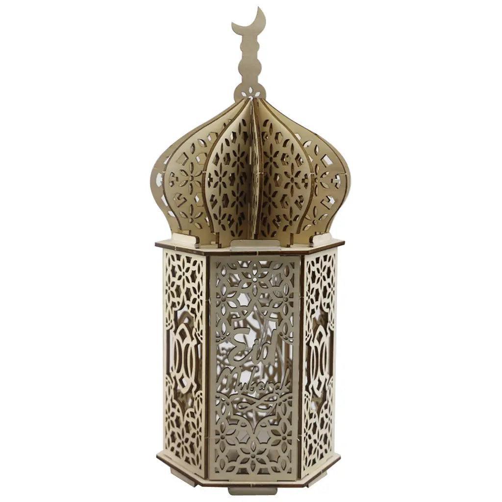 MR023 Eid Mubarak LED Wooden Lantern Ramadan Decoration La Vie Bien MR023 Eid Mubarak LED Wooden Lantern Ramadan Decoration