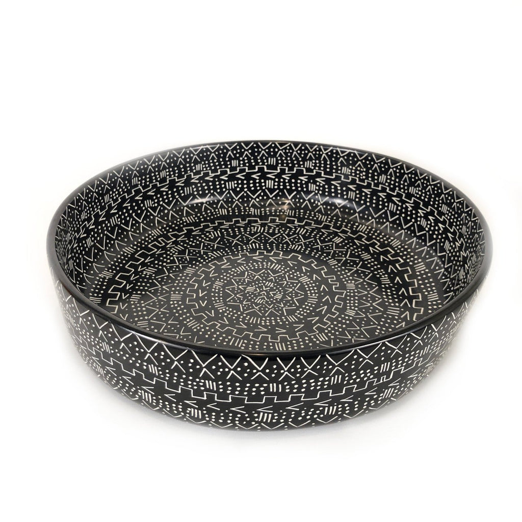 Mud Cloth Black Bowl - 12" La Vie Bien Mud Cloth Black Bowl - 12"