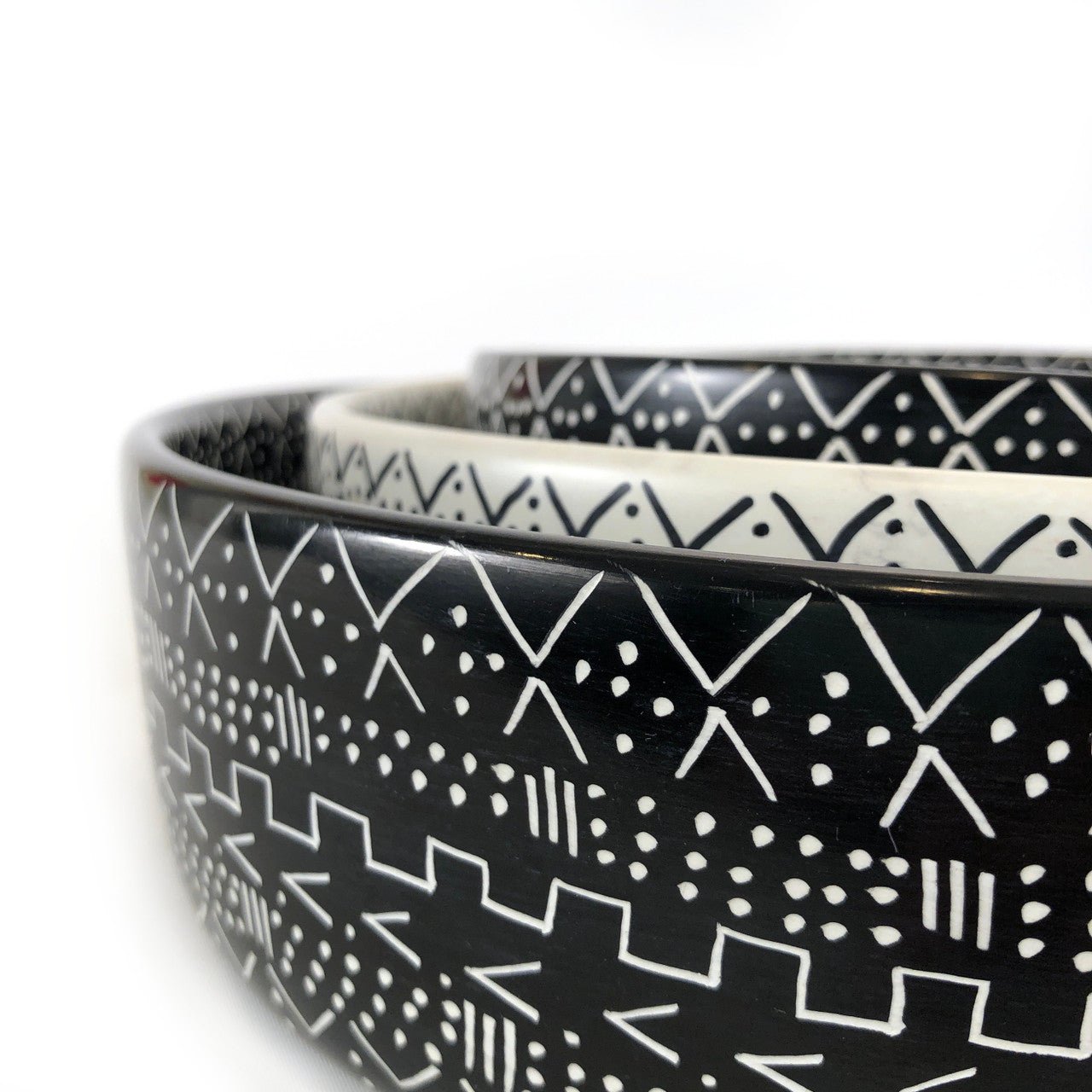 Mud Cloth Black Bowl - 12" La Vie Bien Mud Cloth Black Bowl - 12"