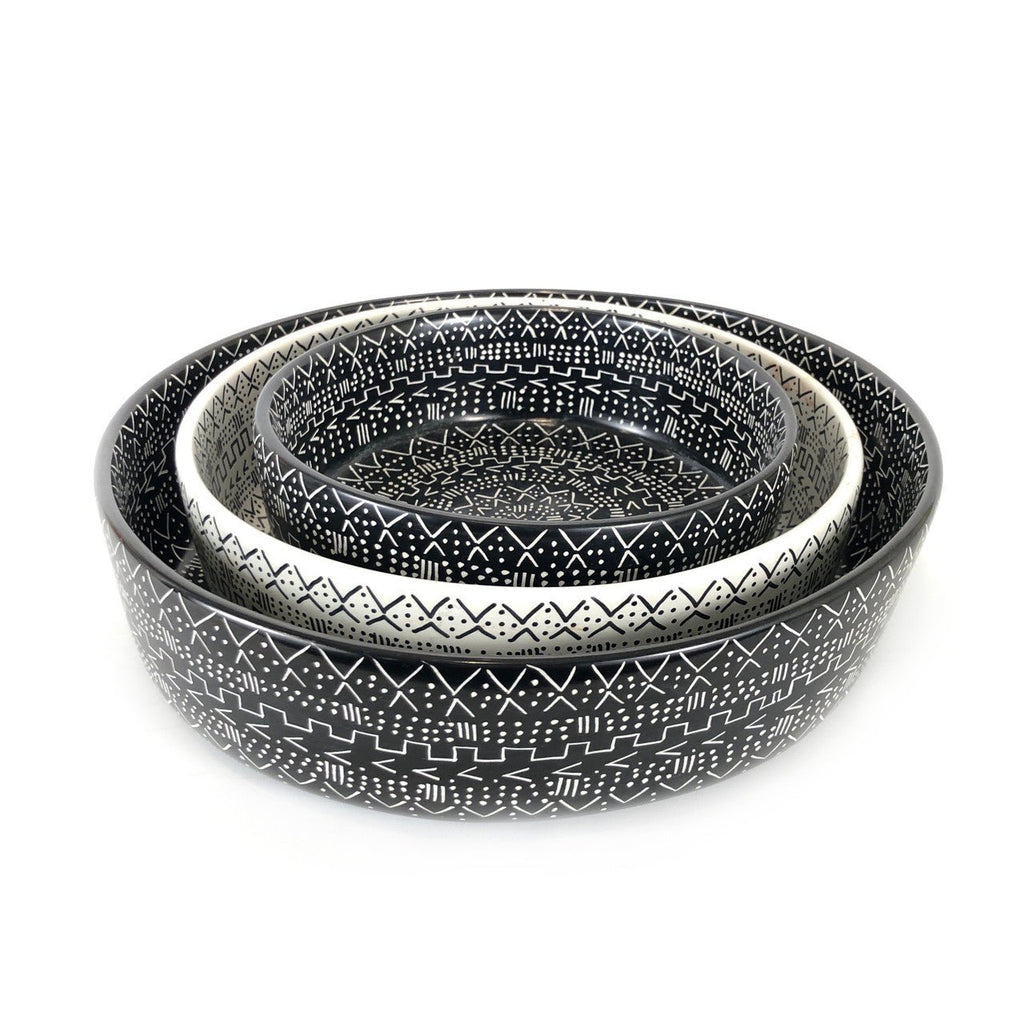 Mud Cloth Black Bowl - 8" La Vie Bien Mud Cloth Black Bowl - 8"