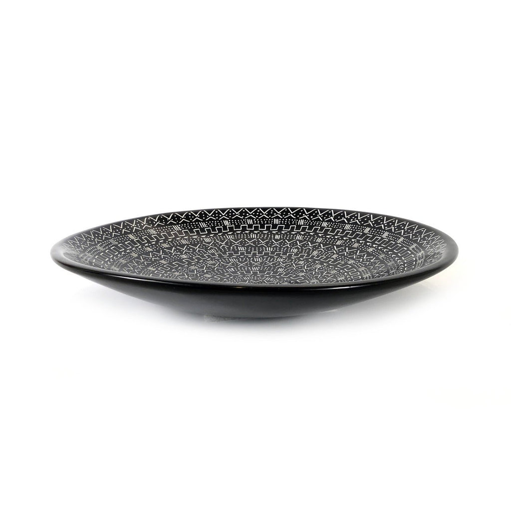 Mud Cloth Black Platter - 12" La Vie Bien Mud Cloth Black Platter - 12"
