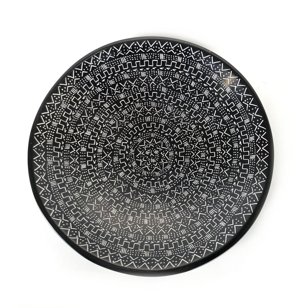 Mud Cloth Black Platter - 12" La Vie Bien Mud Cloth Black Platter - 12"