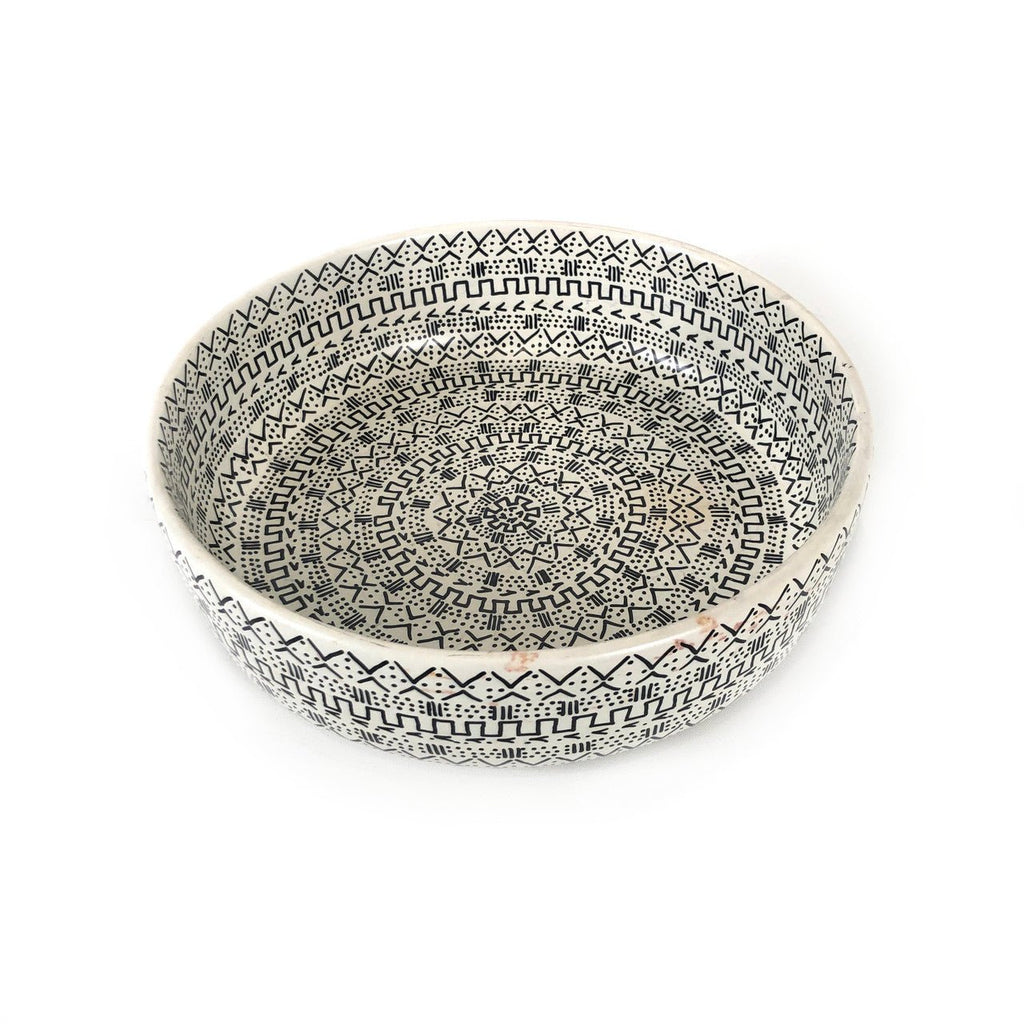 Mud Cloth Natural Bowl - 10" La Vie Bien Mud Cloth Natural Bowl - 10"
