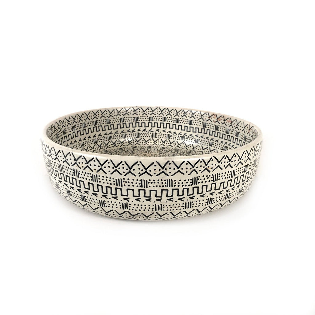 Mud Cloth Natural Bowl - 10" La Vie Bien Mud Cloth Natural Bowl - 10"