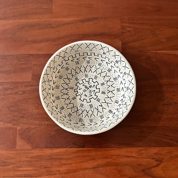 Mud Cloth Natural Soapstone Bowl - 8" La Vie Bien Mud Cloth Natural Soapstone Bowl - 8"