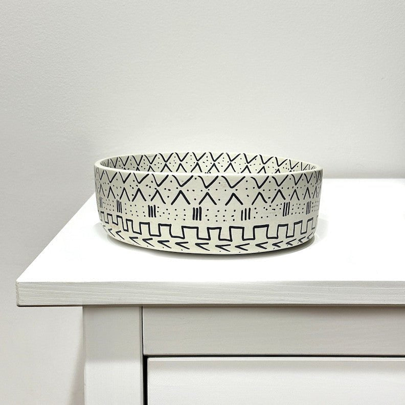 Mud Cloth Natural Soapstone Bowl - 8" La Vie Bien Mud Cloth Natural Soapstone Bowl - 8"