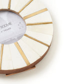 Mukhendu 3x3 Round Picture Frame - Carved Bone, Brass Accents HME stock line La Vie Bien Mukhendu 3x3 Round Picture Frame - Carved Bone, Brass Accents