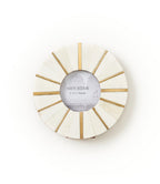 Mukhendu 3x3 Round Picture Frame - Carved Bone, Brass Accents HME stock line La Vie Bien Mukhendu 3x3 Round Picture Frame - Carved Bone, Brass Accents