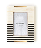 Mukhendu Stripe 4x6 Black & White Picture Frame - Handcrafted Bone HME stock line La Vie Bien Mukhendu Stripe 4x6 Black & White Picture Frame - Handcrafted Bone