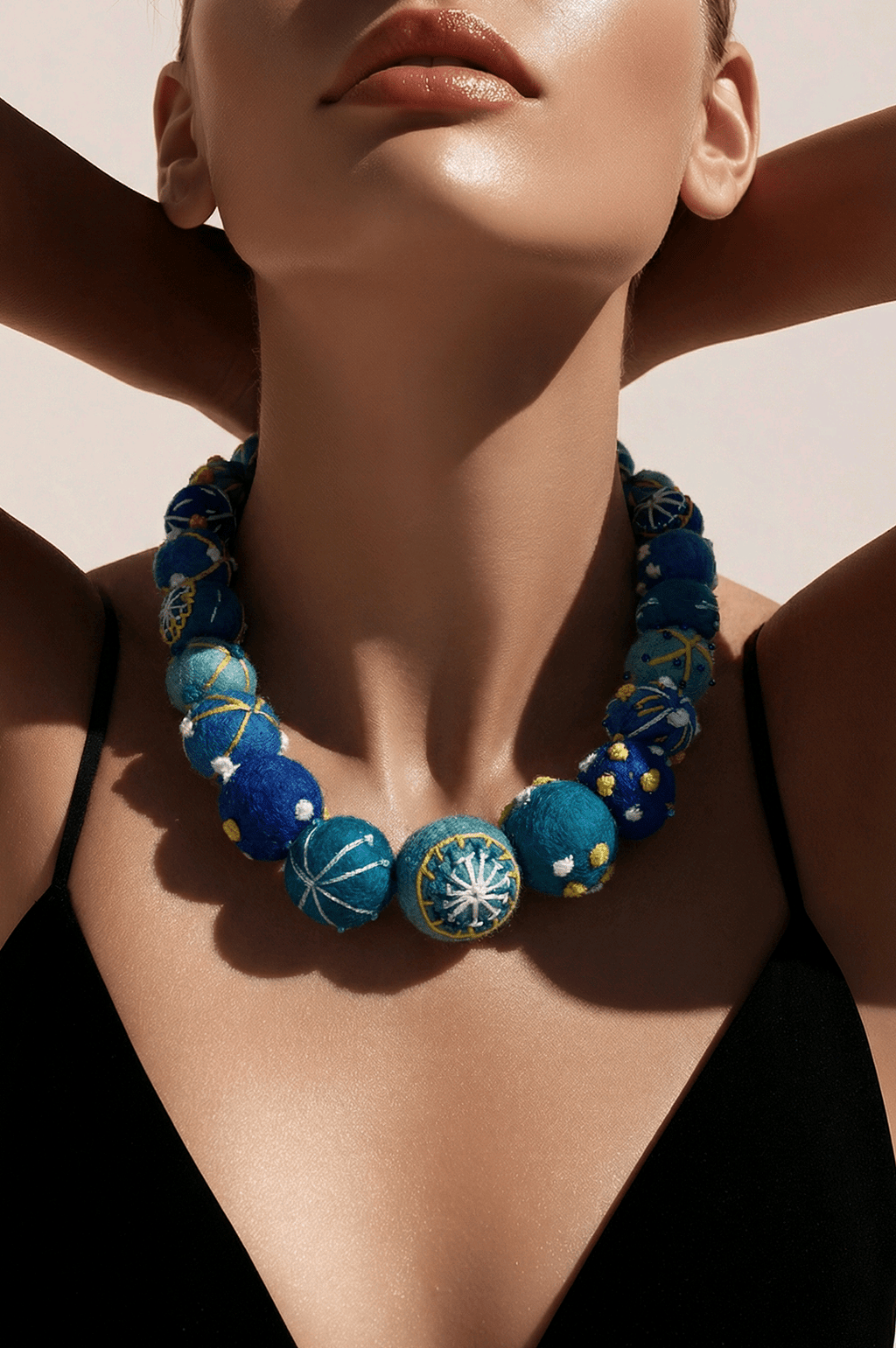 Multi Blue Mesh Ball Necklace SHOES & ACCESSORIES La Vie Bien Multi Blue Mesh Ball Necklace
