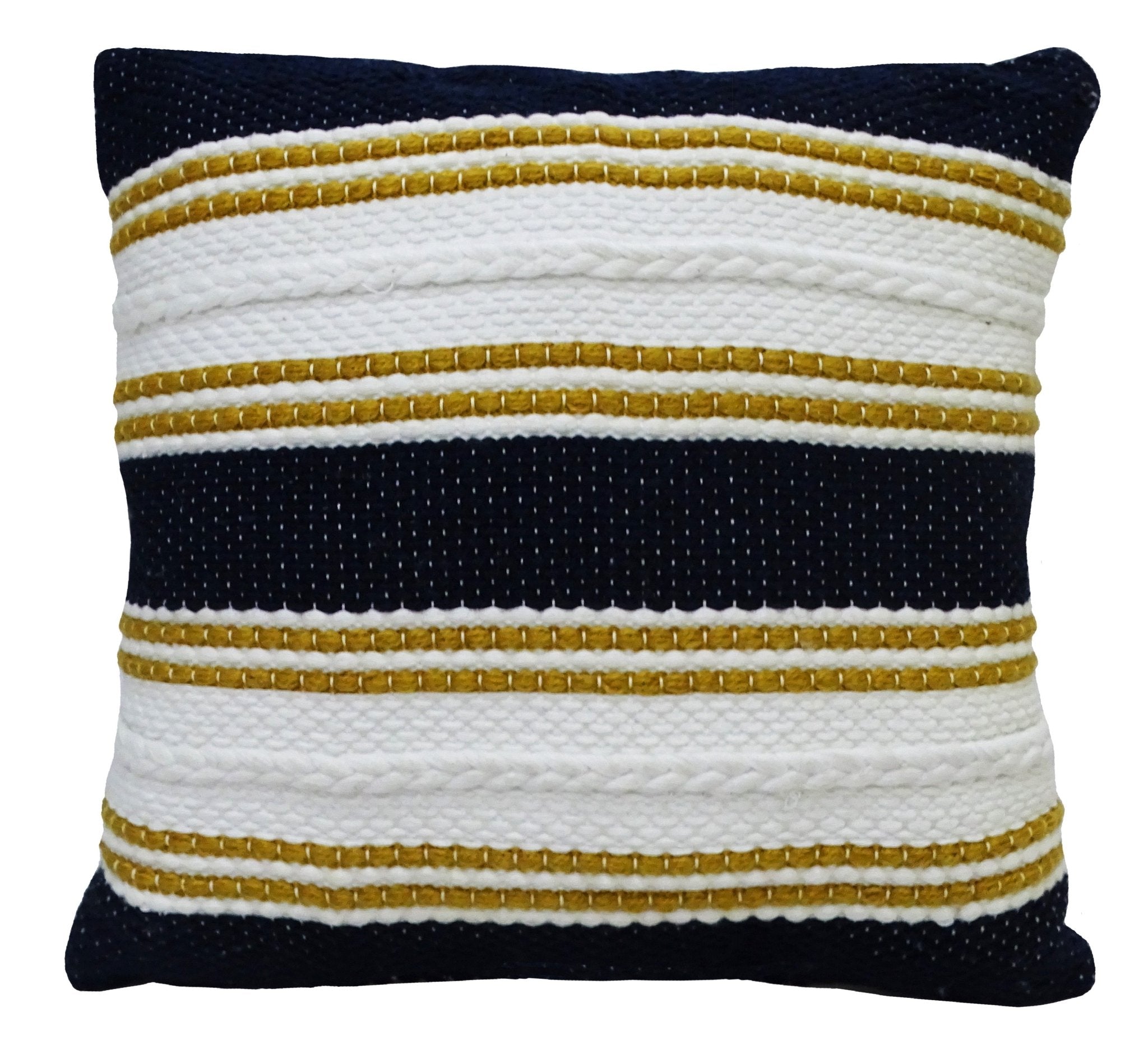 Multi Color 18"x18" Indoor Outdoor Pillow with Braid for sofa Home Furnishings La Vie Bien Multi Color 18"x18" Indoor Outdoor Pillow with Braid for sofa