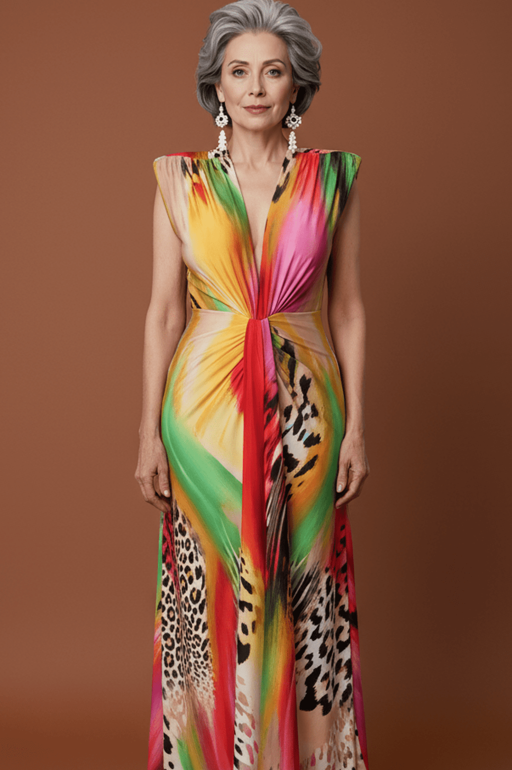 Multi Color Animal Print Long Mermaid Style Dress Dress La Vie Bien Multi Color Animal Print Long Mermaid Style Dress