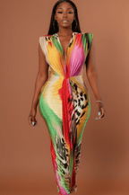 Multi Color Animal Print Long Mermaid Style Dress Dress La Vie Bien Multi Color Animal Print Long Mermaid Style Dress