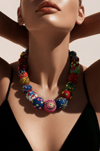 Multi Color Mesh Ball Necklace SHOES & ACCESSORIES La Vie Bien Multi Color Mesh Ball Necklace