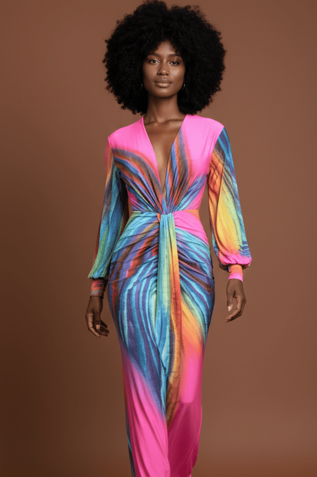 Multi Color Pink Swirl Print Dress Dress La Vie Bien Multi Color Pink Swirl Print Dress