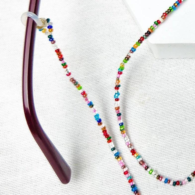 Multi-Colored Seed Bead Eyeglass Chain by Upavim Crafts