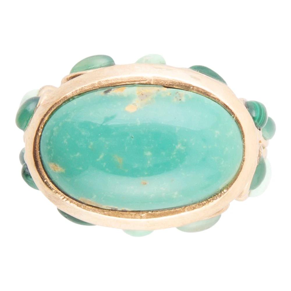 Multi Green Stones Golden Statement Ring by Barse Jewelry