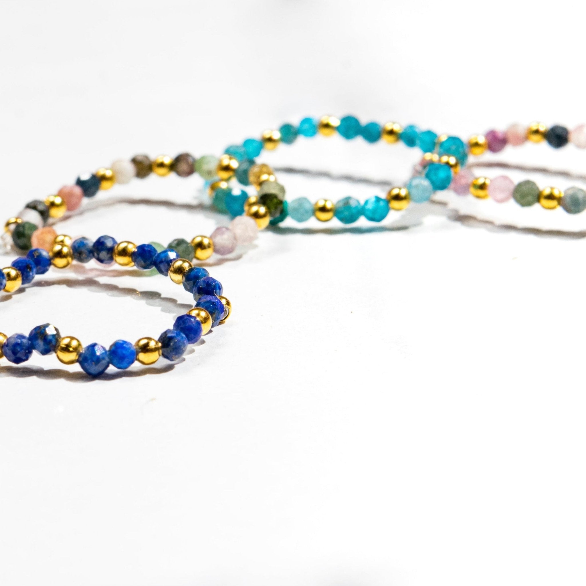 Multi - Stone Gemstone Bead Elastic Ring - Thailand Jewelry La Vie Bien Multi - Stone Gemstone Bead Elastic Ring - Thailand
