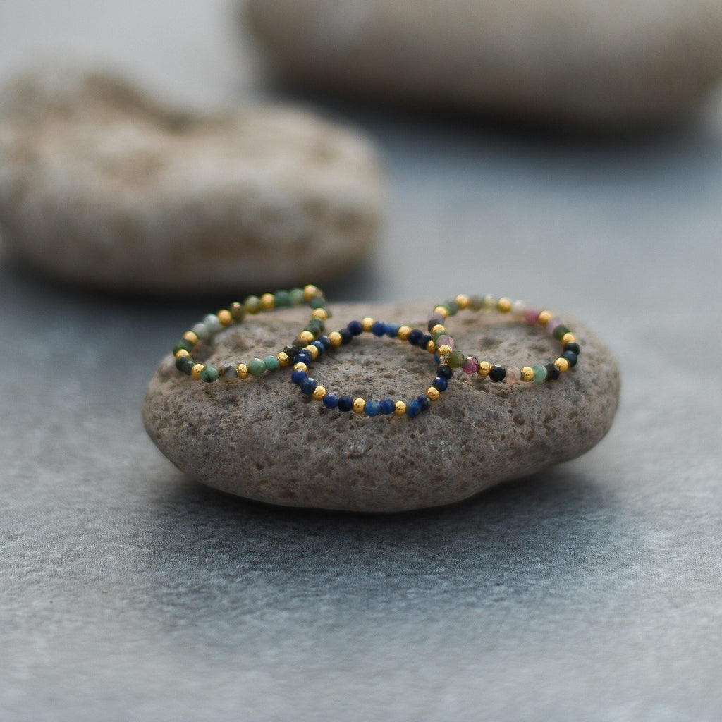 Multi - Stone Gemstone Bead Elastic Ring - Thailand Jewelry La Vie Bien Multi - Stone Gemstone Bead Elastic Ring - Thailand