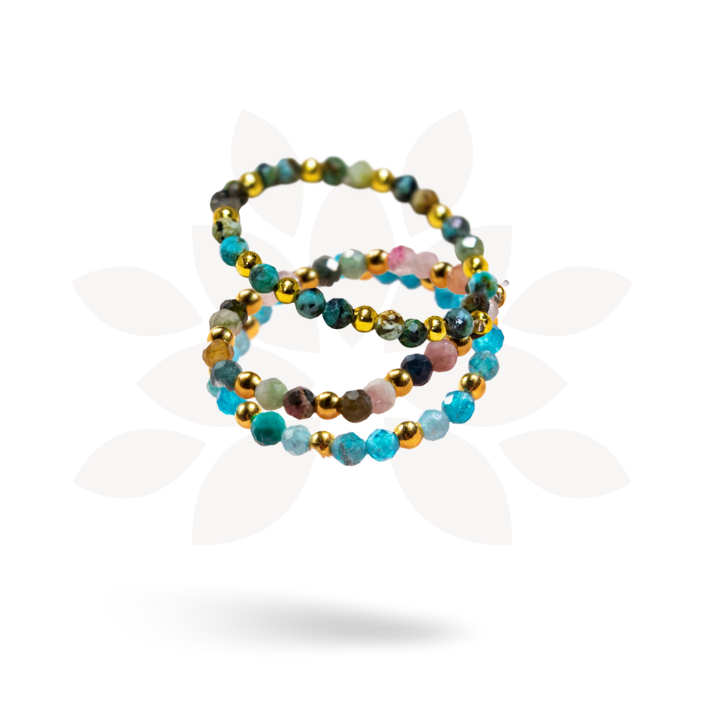 Multi - Stone Gemstone Bead Elastic Ring - Thailand Jewelry La Vie Bien Multi - Stone Gemstone Bead Elastic Ring - Thailand