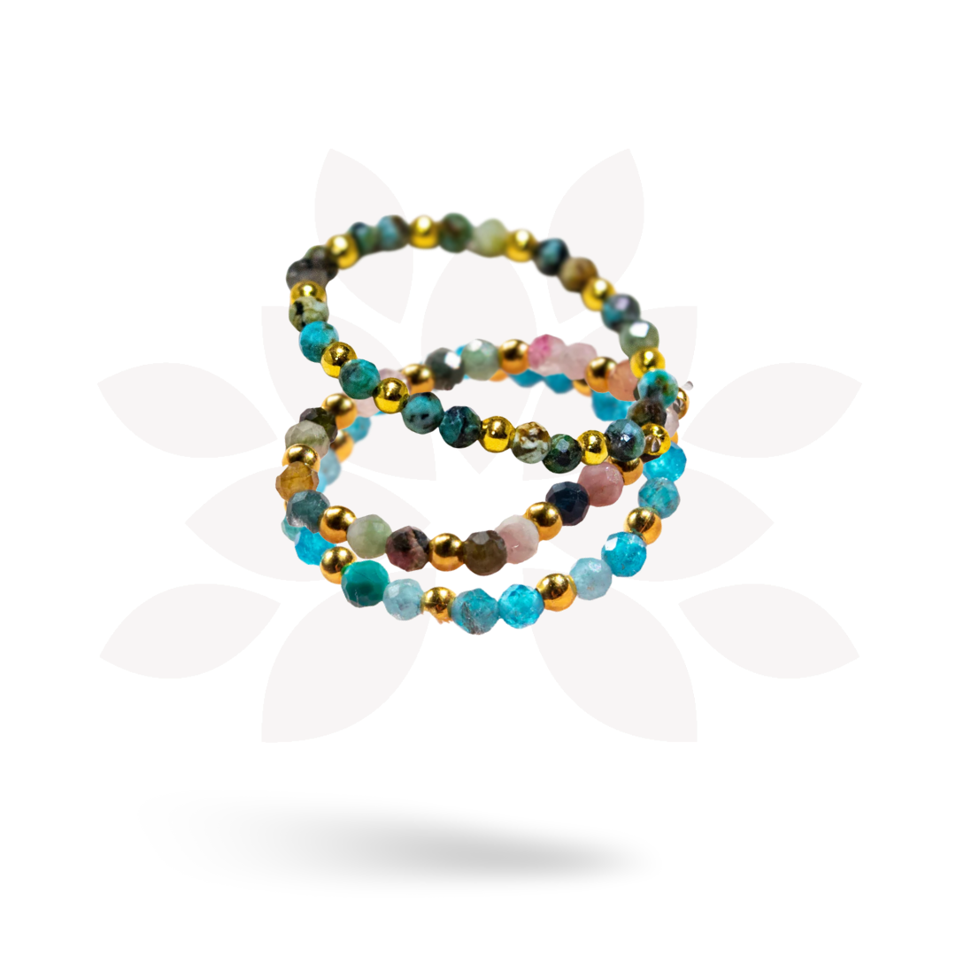 Multi - Stone Gemstone Bead Elastic Ring - Thailand Jewelry La Vie Bien Multi - Stone Gemstone Bead Elastic Ring - Thailand