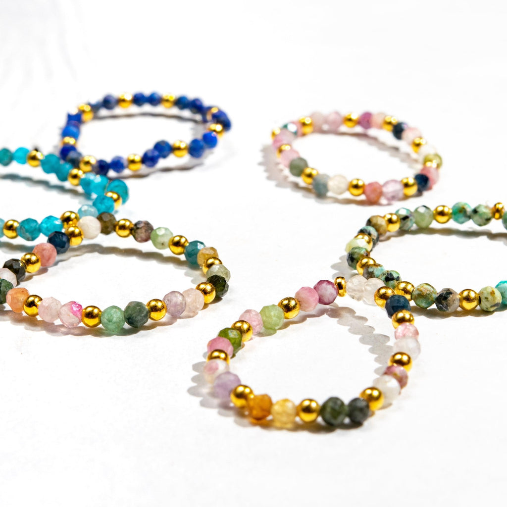 Multi - Stone Gemstone Bead Elastic Ring - Thailand Jewelry La Vie Bien Multi - Stone Gemstone Bead Elastic Ring - Thailand