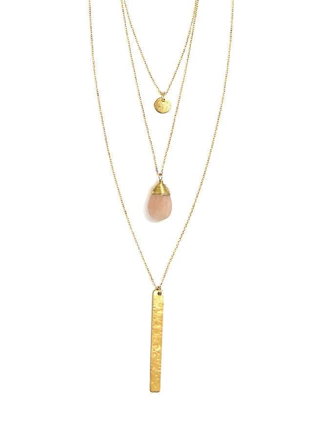 Triple Strand Multi-Way Pendant Necklace - Brass by Fair Anita