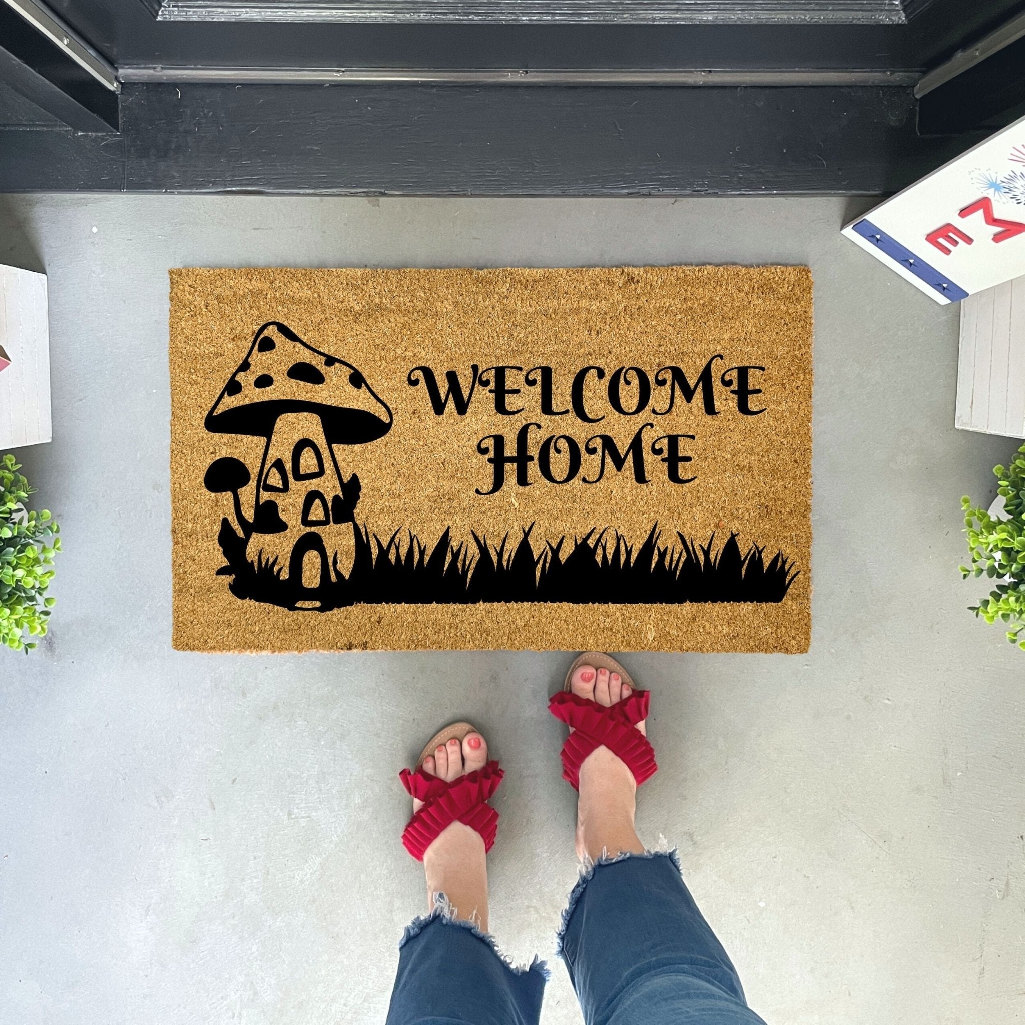 Mushroom Welcome Mat by Nickel Designs Custom Doormats