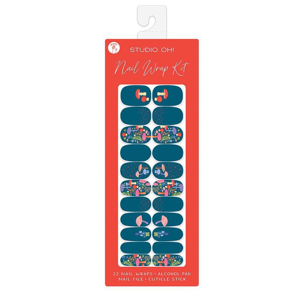 Mushrooms Nail Wrap Kit in Aegean Blue | Nail Care Arts Tools Accessories | On - the - go Travel Kit