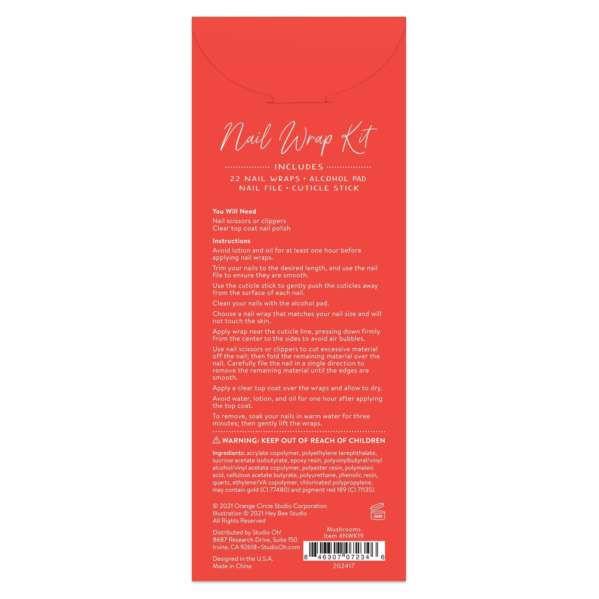 Mushrooms Nail Wrap Kit in Aegean Blue | Nail Care Arts Tools Accessories | On - the - go Travel Kit