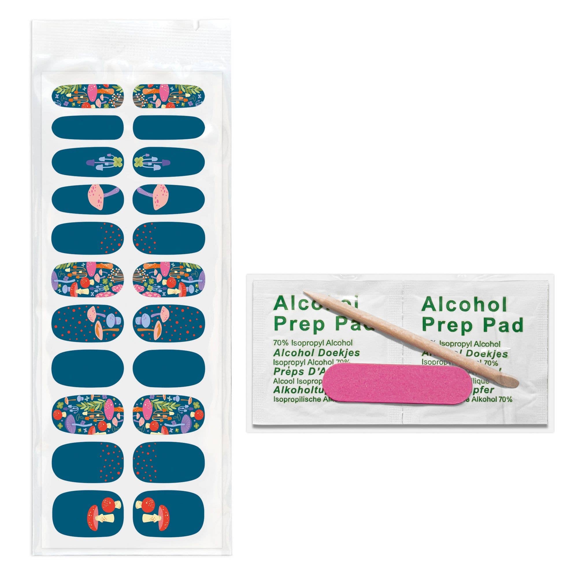 Mushrooms Nail Wrap Kit in Aegean Blue | Nail Care Arts Tools Accessories | On - the - go Travel Kit