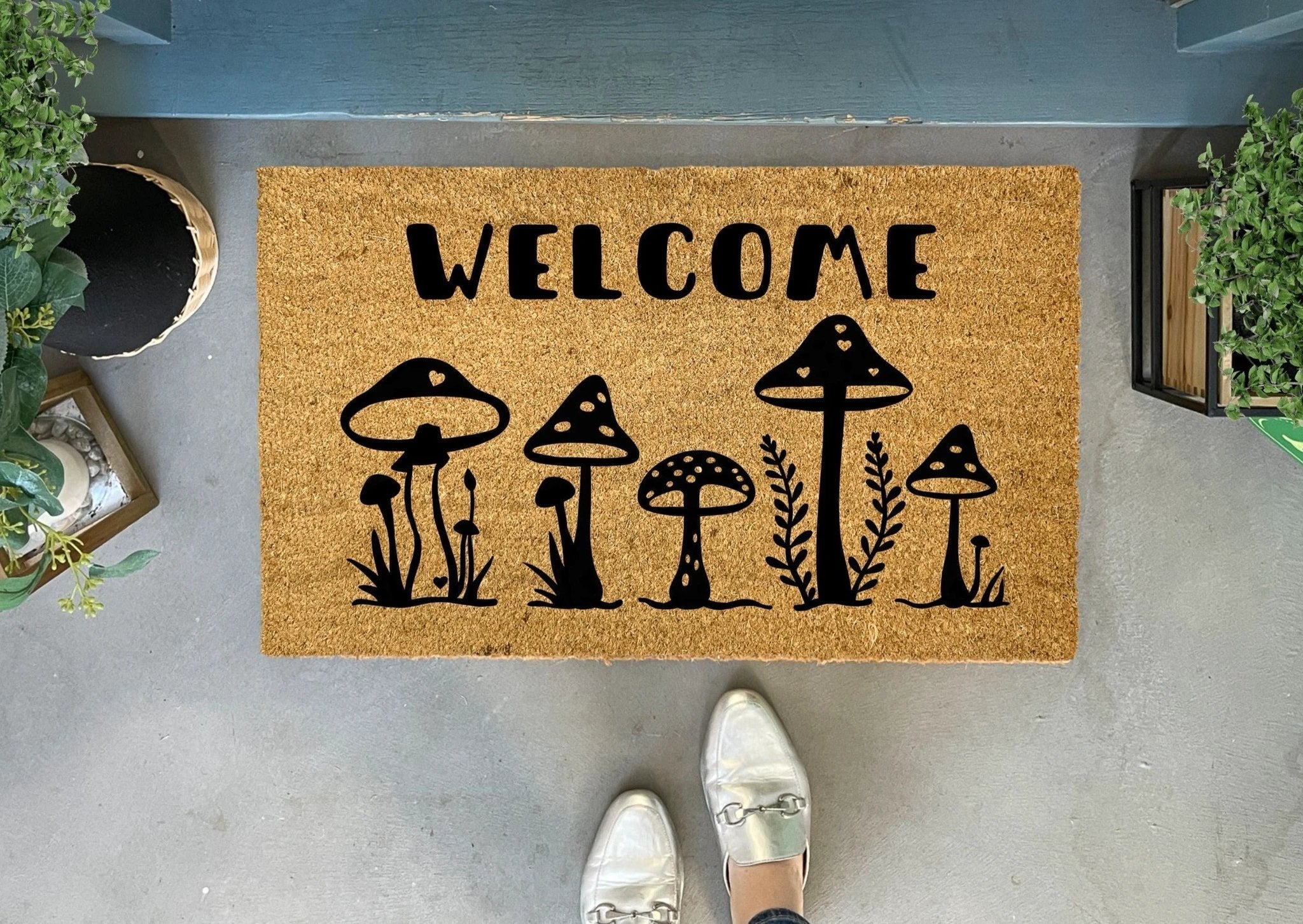Mushrooms Outdoor Doormat by Nickel Designs Custom Doormats