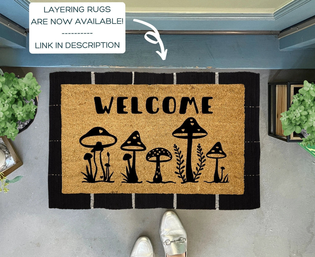 Mushrooms Outdoor Doormat by Nickel Designs Custom Doormats