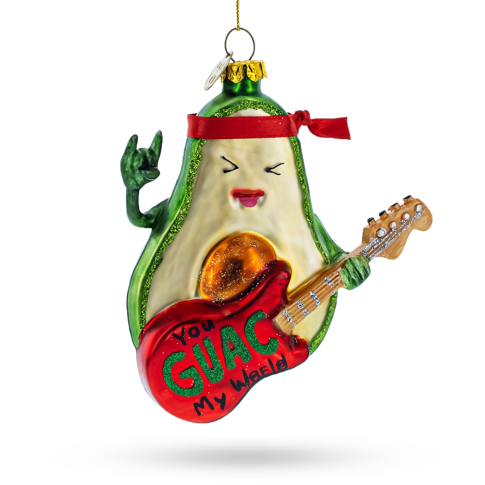 Musical Avocado Strumming a Guitar Glass Christmas Ornament Christmas Ornaments > Food > Fruits and Vegetables La Vie Bien Musical Avocado Strumming a Guitar Glass Christmas Ornament