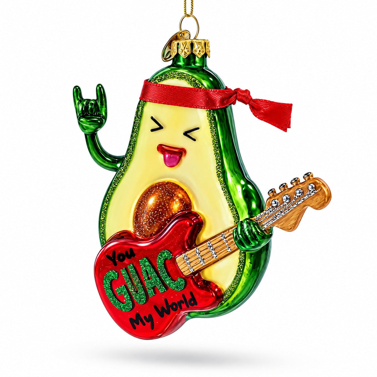 Musical Avocado Strumming a Guitar Glass Christmas Ornament Christmas Ornaments > Food > Fruits and Vegetables La Vie Bien Musical Avocado Strumming a Guitar Glass Christmas Ornament