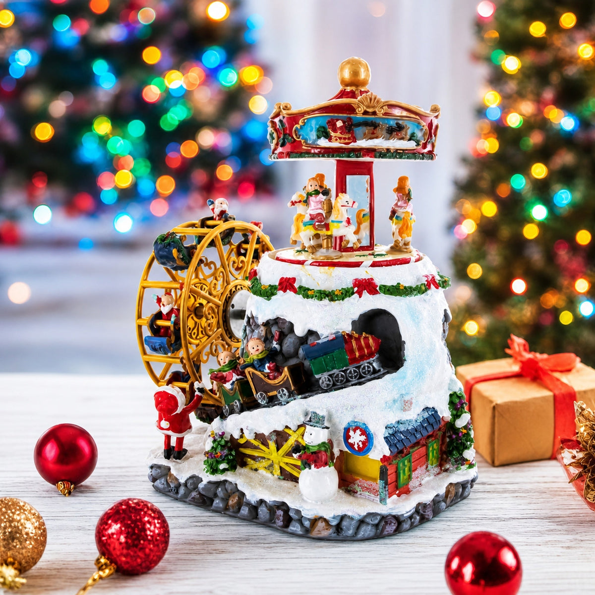 Musical Christmas Figurine with Rotating Motion Musical Figurines > Carousels La Vie Bien Musical Christmas Figurine with Rotating Motion