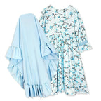 Muslimah Girls Blue Floral Dress & Khimar Set (MKG027) La Vie Bien Muslimah Girls Blue Floral Dress & Khimar Set (MKG027)