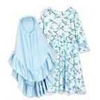 Muslimah Girls Blue Floral Dress & Khimar Set (MKG027) La Vie Bien Muslimah Girls Blue Floral Dress & Khimar Set (MKG027)