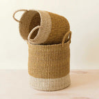 Mustard Baskets with Handle, set of 2 - Cylinder Baskets | LIKHÂ by LIKHÂ