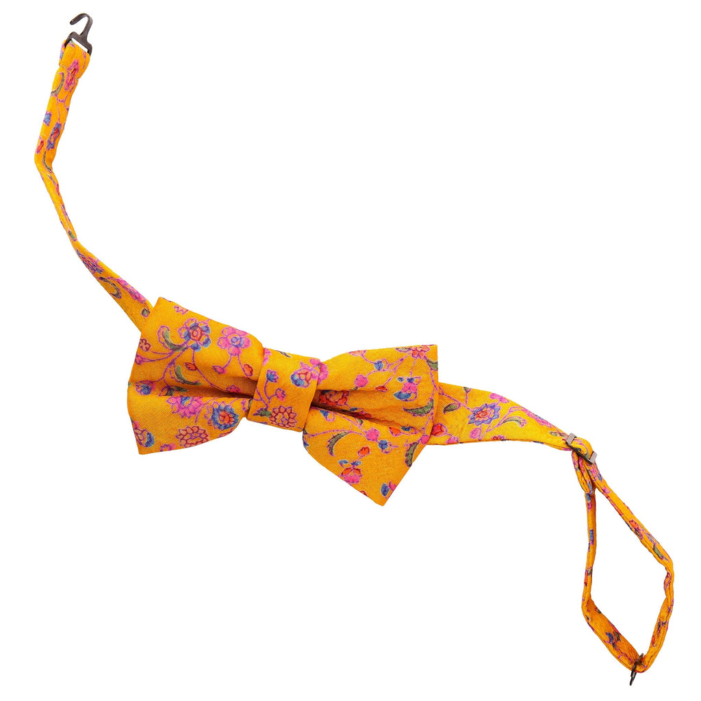 Mustard Floral Saree Bowtie