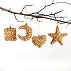 Mustard Yellow Whimsical Ornaments - Set of 4 La Vie Bien Mustard Yellow Whimsical Ornaments - Set of 4