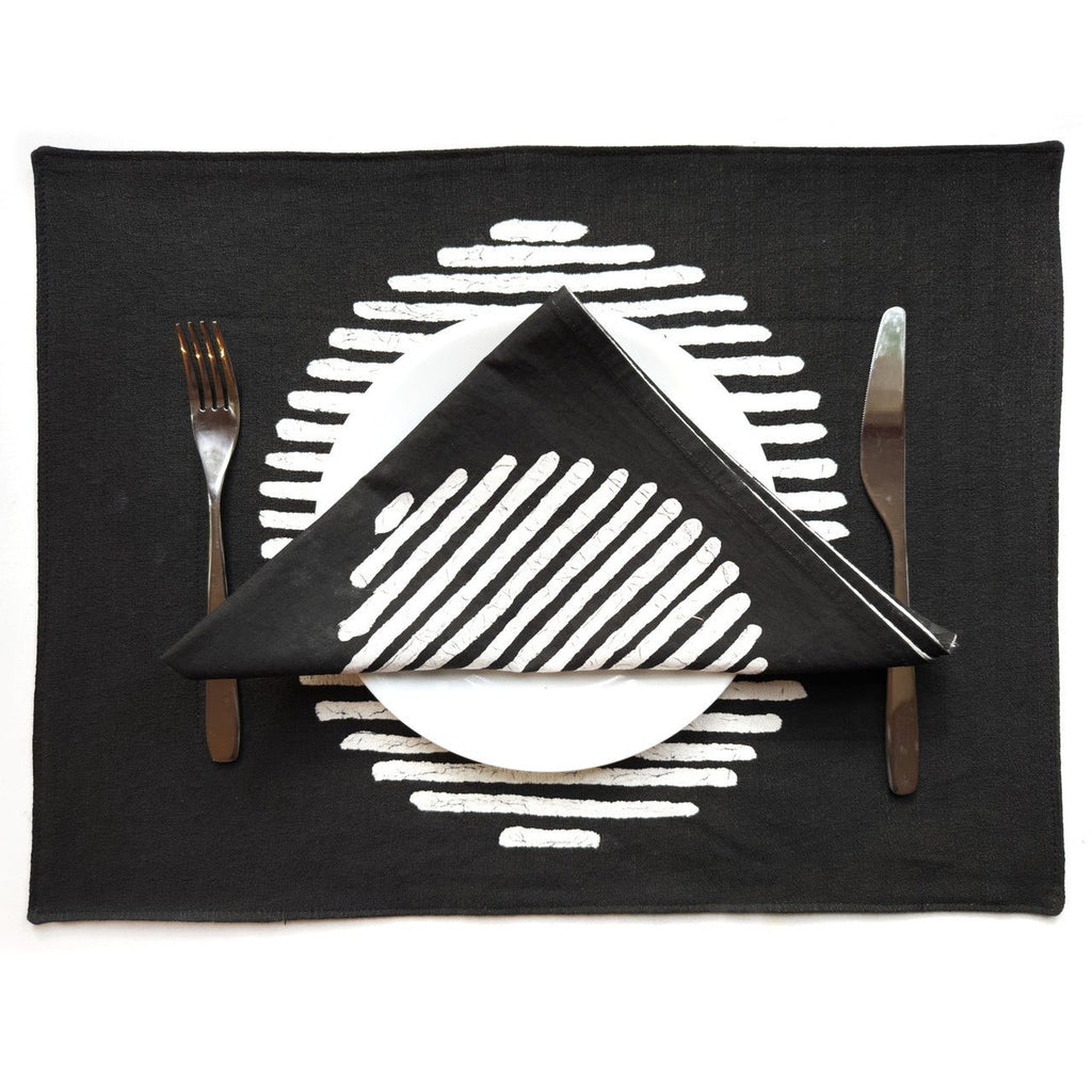 Mwedzi Black Placemats - Set of 2 La Vie Bien Mwedzi Black Placemats - Set of 2