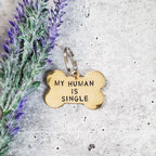 MY HUMAN IS SINGLE Bone - Shaped Pet Tag Pet Tags La Vie Bien MY HUMAN IS SINGLE Bone - Shaped Pet Tag