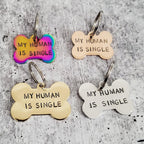 MY HUMAN IS SINGLE Bone - Shaped Pet Tag Pet Tags La Vie Bien MY HUMAN IS SINGLE Bone - Shaped Pet Tag
