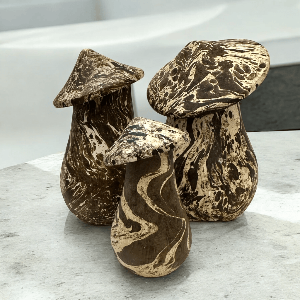 Mystic Grove Hand-Carved Wooden Mushroom Decor Set by Music Frog Co