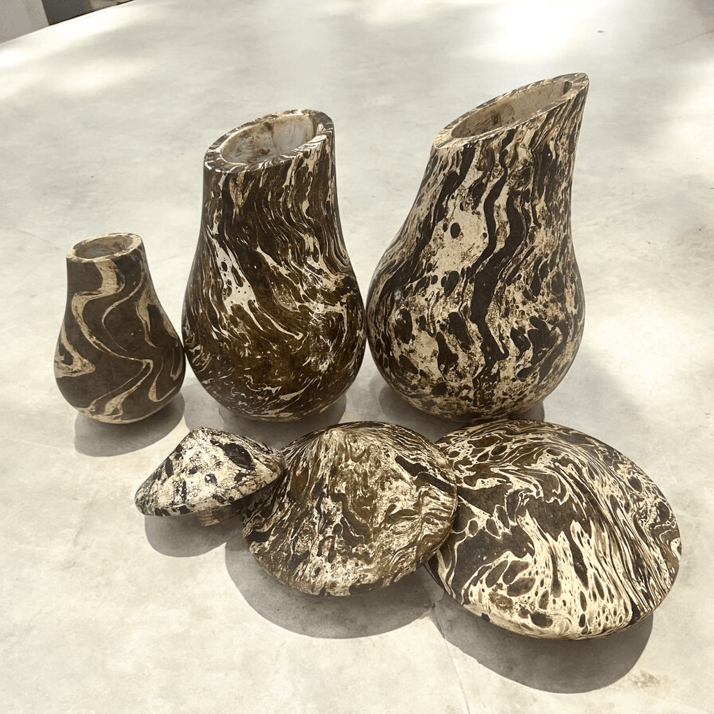 Mystic Grove Hand-Carved Wooden Mushroom Decor Set by Music Frog Co