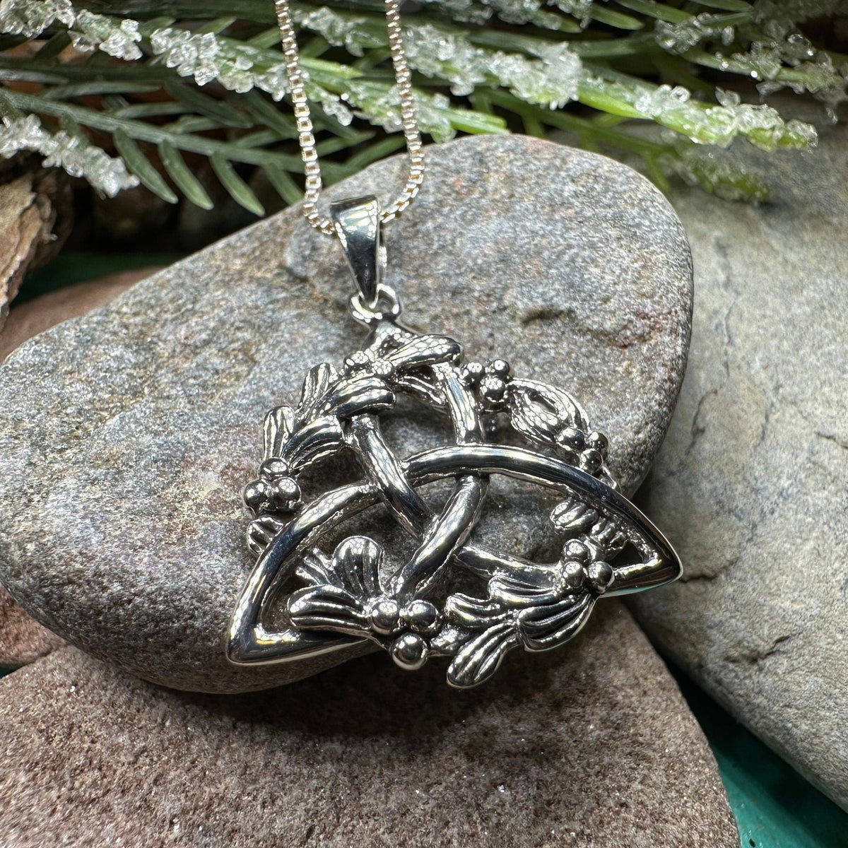 Mystic Mistletoe Triquetra Necklace Pendant La Vie Bien Mystic Mistletoe Triquetra Necklace