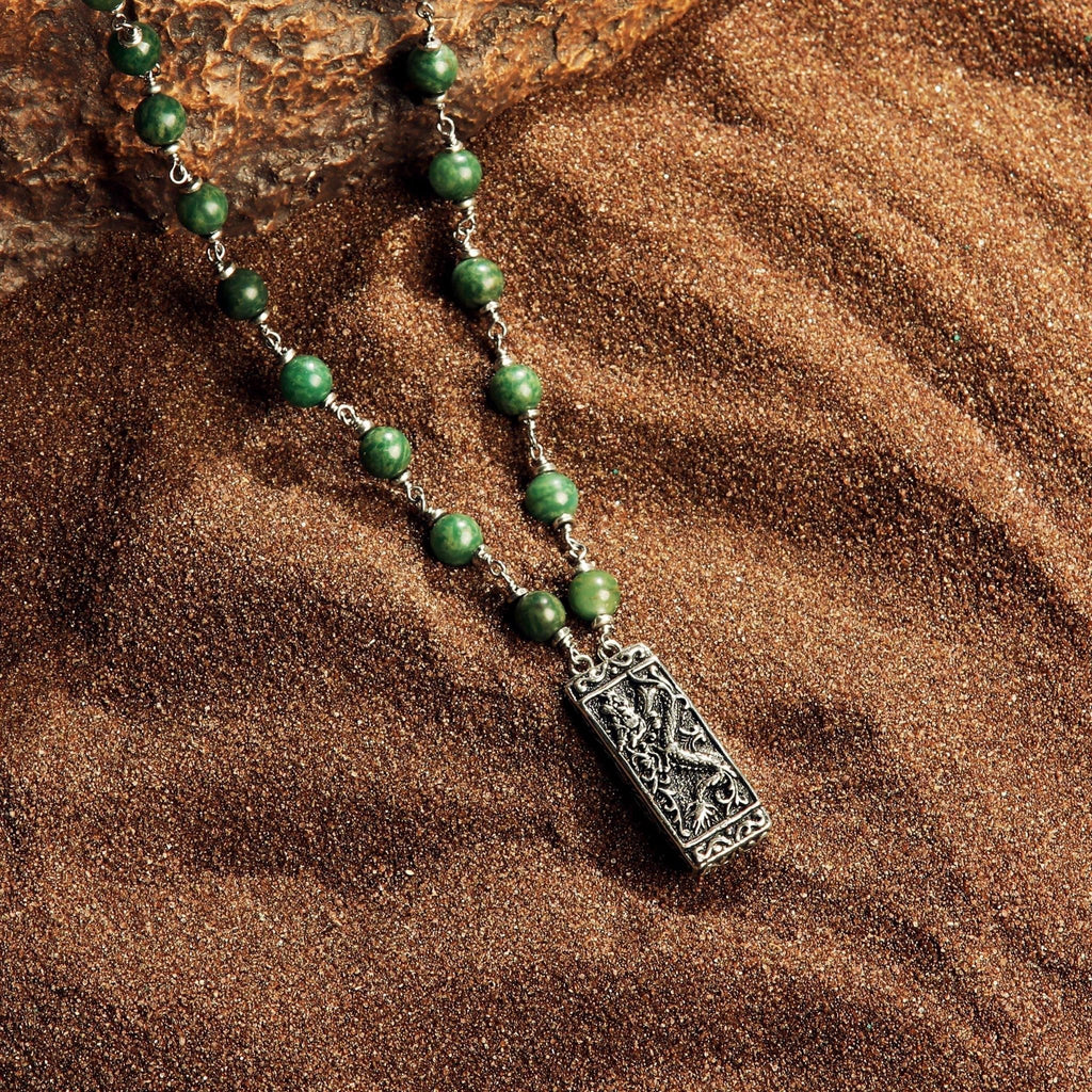 Mystical Power - Jade Stone Dragon Charm Necklace